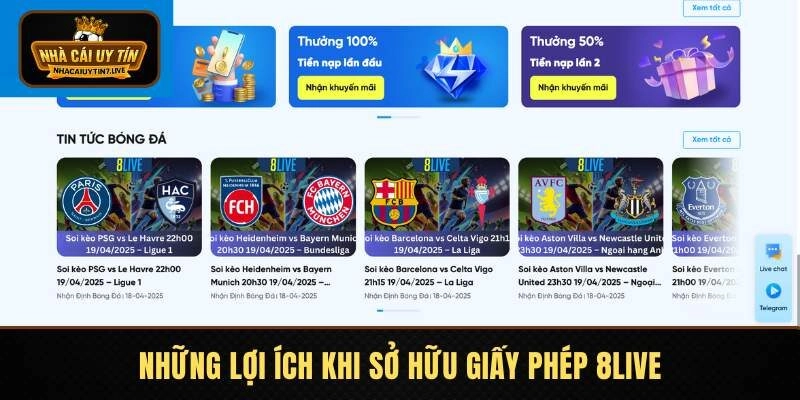 Các ưu điểm khi sở hữu giấy phép 8LIVE Các ưu điểm khi sở hữu giấy phép 8LIVE